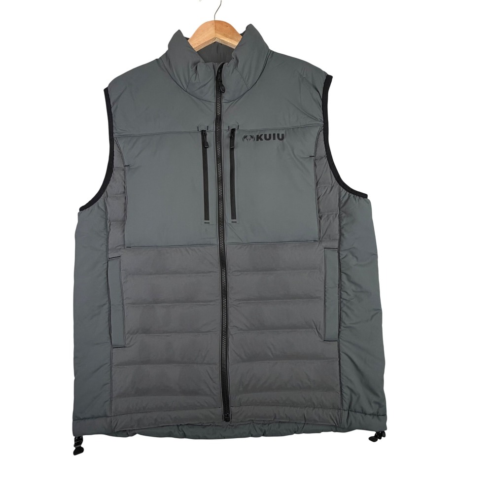 KUIU Flyway Insulated Hunting Vest XL DWR Down Tube Fiber Ball Gray Gorpcore